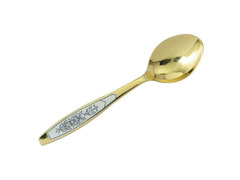 Серебряная чайная ложка с позолотой и черневым узором на ручке «Астра»